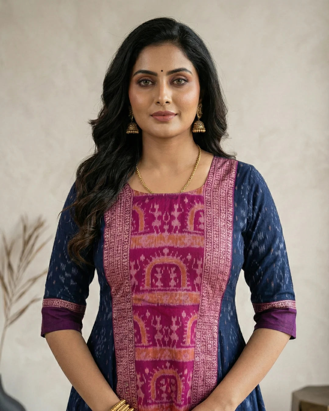 Nila Madhavi Royal Blue & Magenta Sambalpuri Handloom Gown