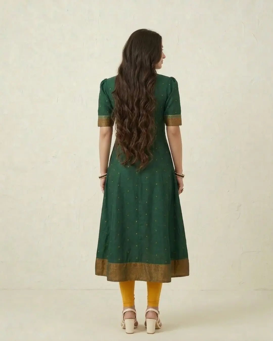 Harikanti Green & Mustard Sambalpuri Handloom Gown - PINDHAN