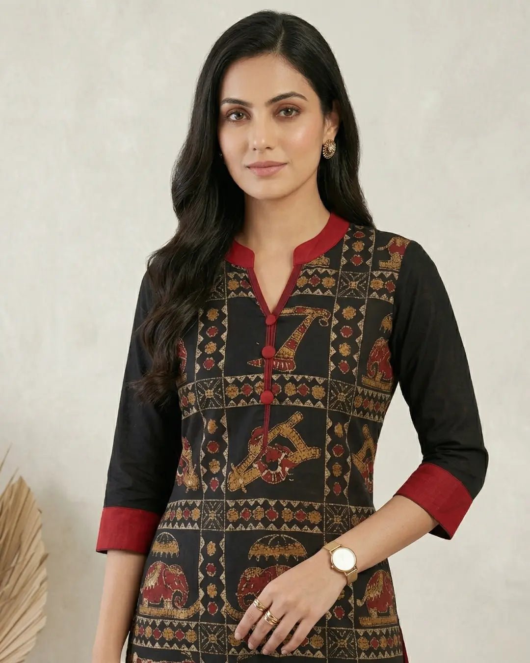 Chitrakatha Black Sambalpuri Handloom Kurti - PINDHAN