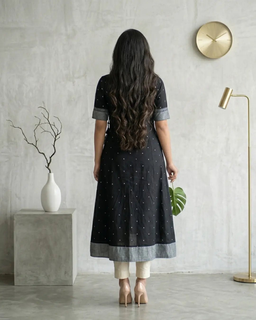 Santalata Black & Grey Sambalpuri Handloom Gown - PINDHAN