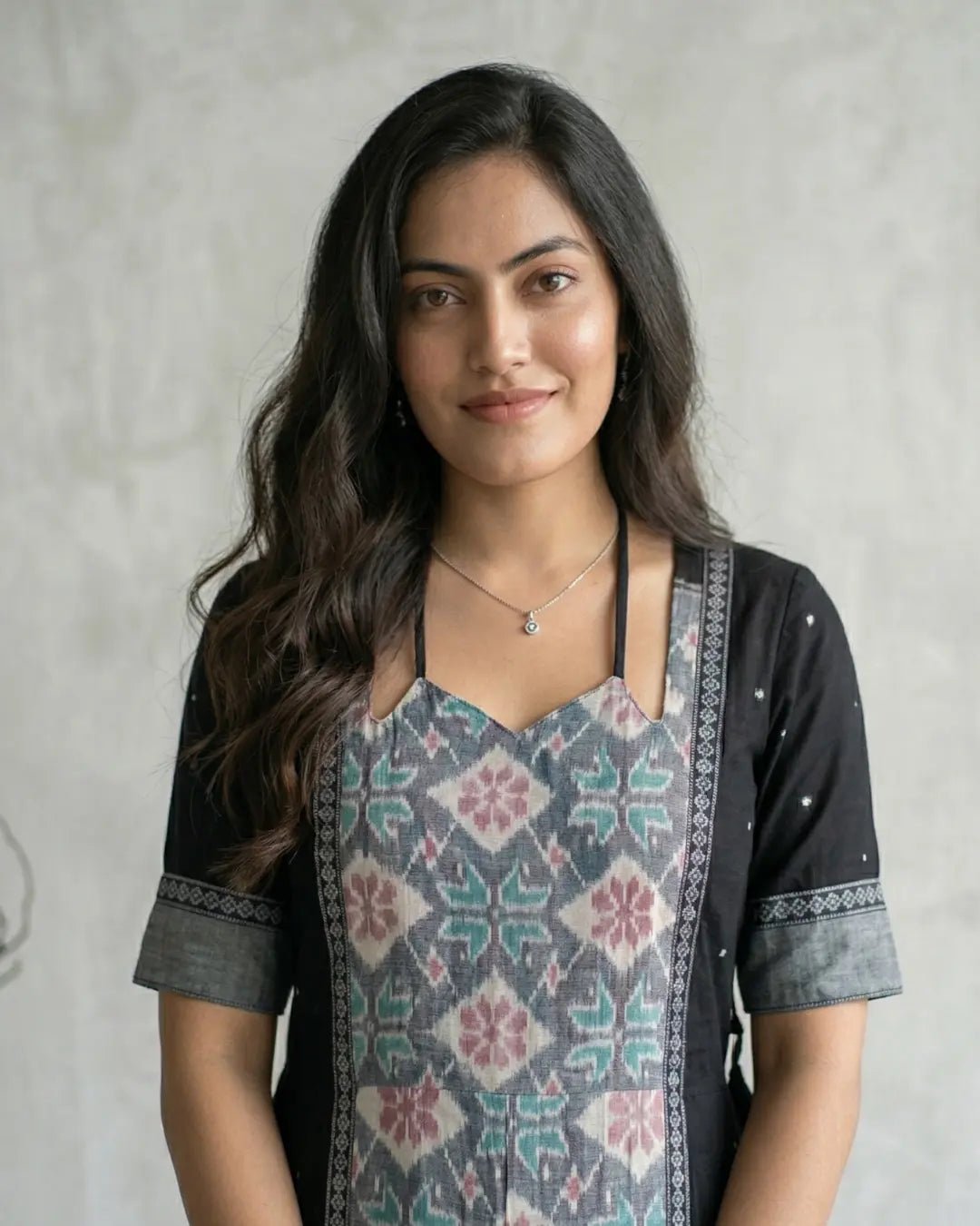 Santalata Black & Grey Sambalpuri Handloom Gown - PINDHAN