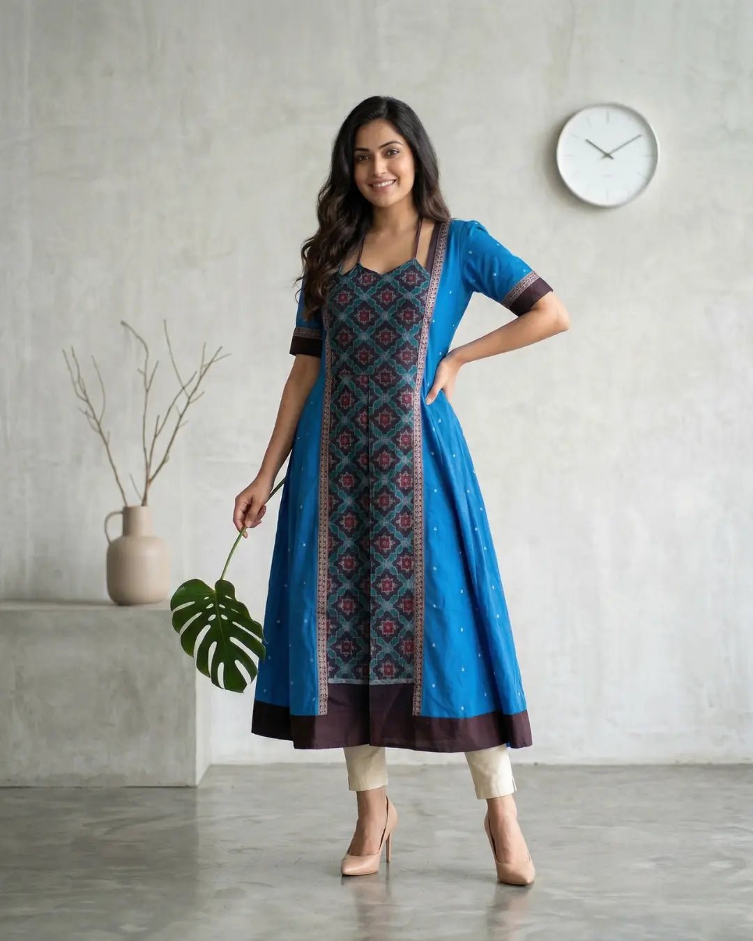 Nilambari Blue Sambalpuri Handloom Gown - PINDHAN