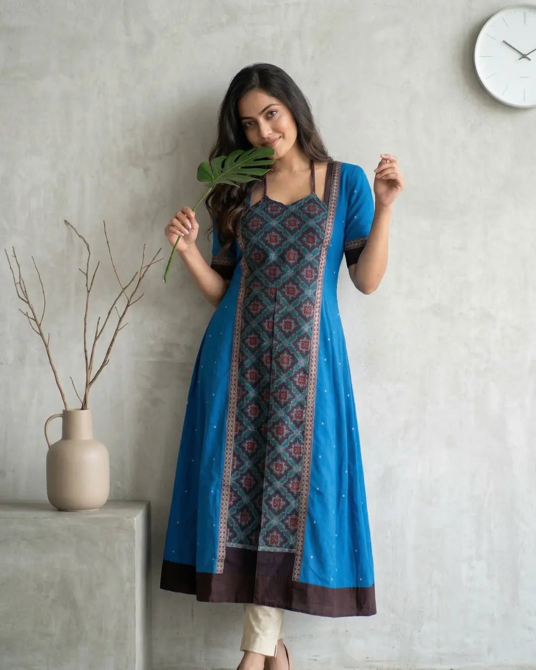 Nilambari Blue Sambalpuri Handloom Gown - PINDHAN