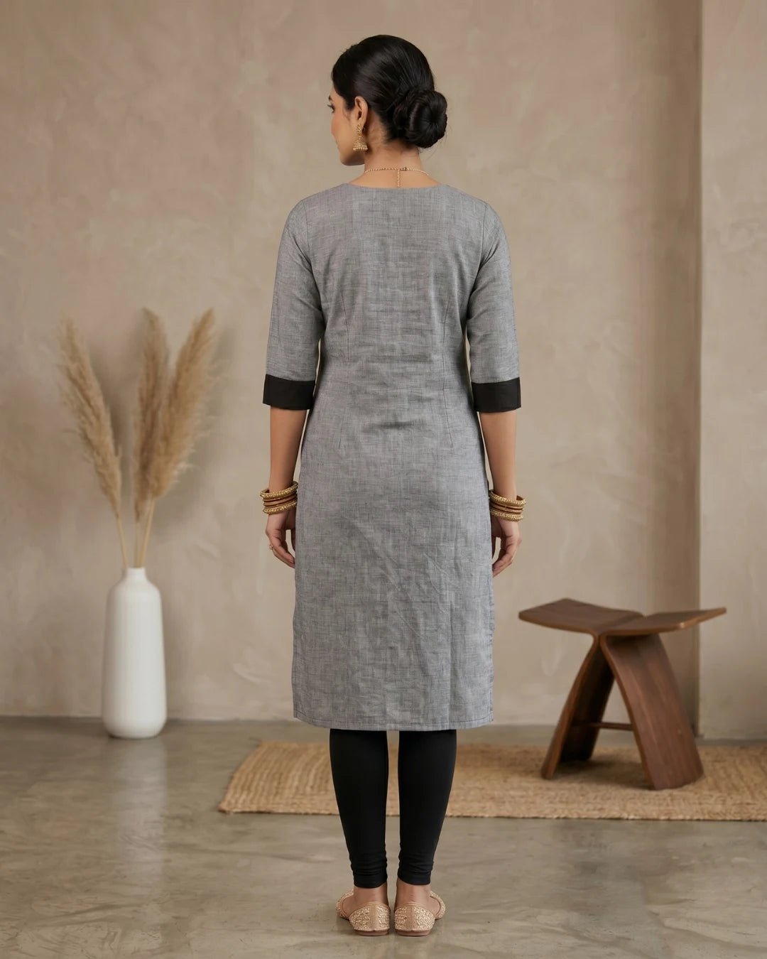 Saumya Grey Sambalpuri Handloom Kurti - PINDHAN