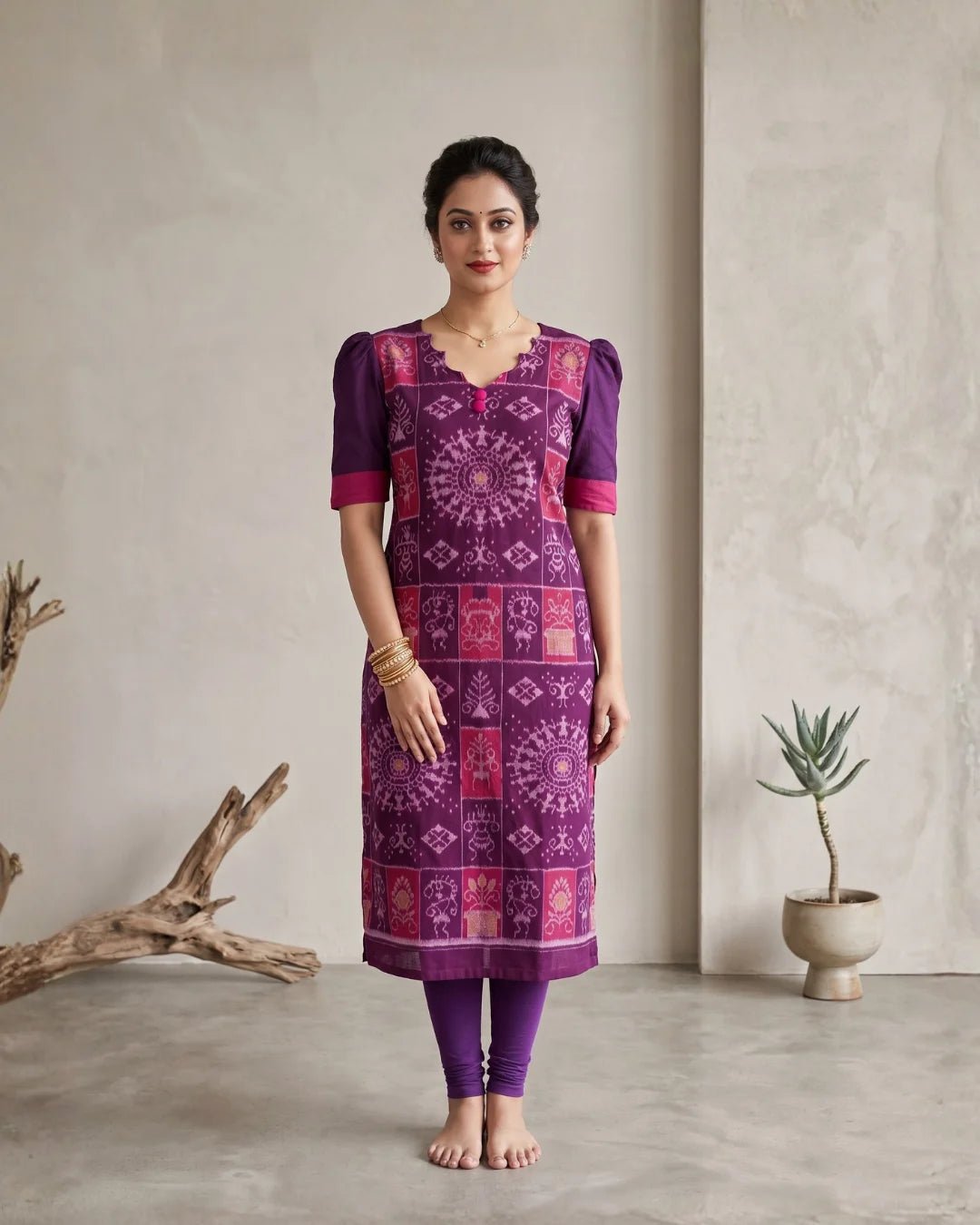 Rangapriya Purple Sambalpuri Handloom Kurti - PINDHAN