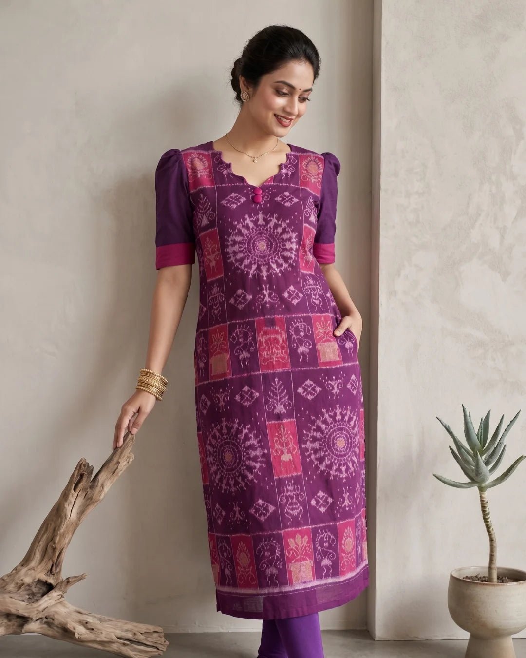 Rangapriya Purple Sambalpuri Handloom Kurti - PINDHAN
