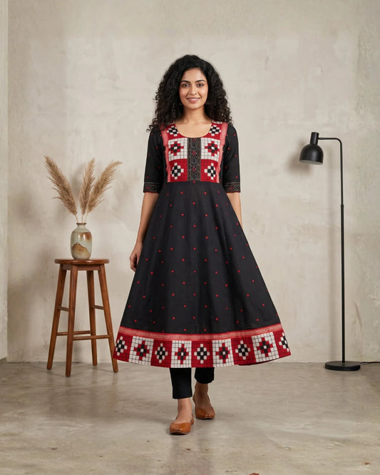 Citrangada Black Sambalpuri Handloom Anarkali
