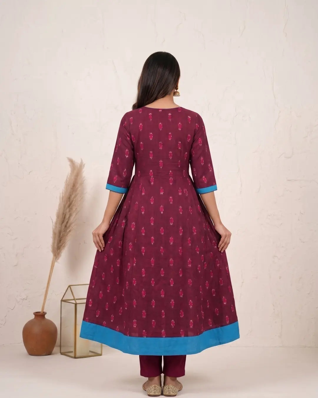 Nilamadhavi Maroon & Indigo Sambalpuri Handloom Anarkali