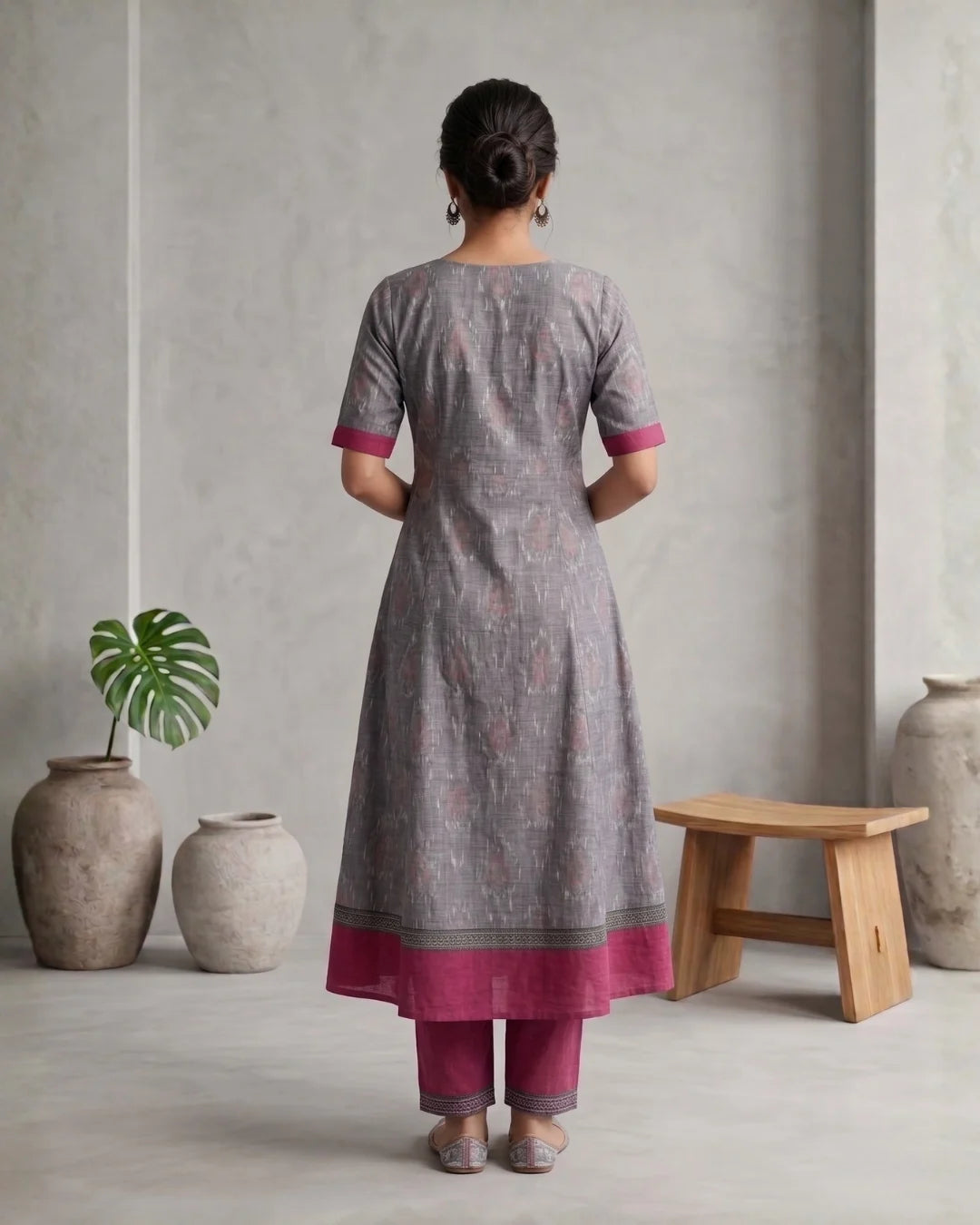 Rajanisri Grey & Magenta Sambalpuri Handloom Anarkali
