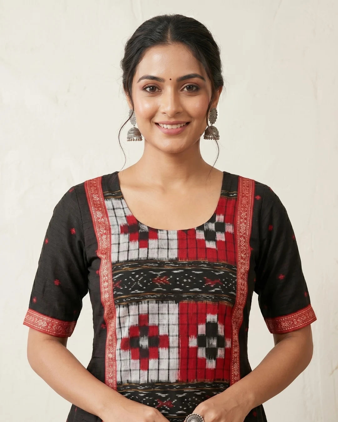 Chitrarekha Black & Red Sambalpuri Handloom Anarkali