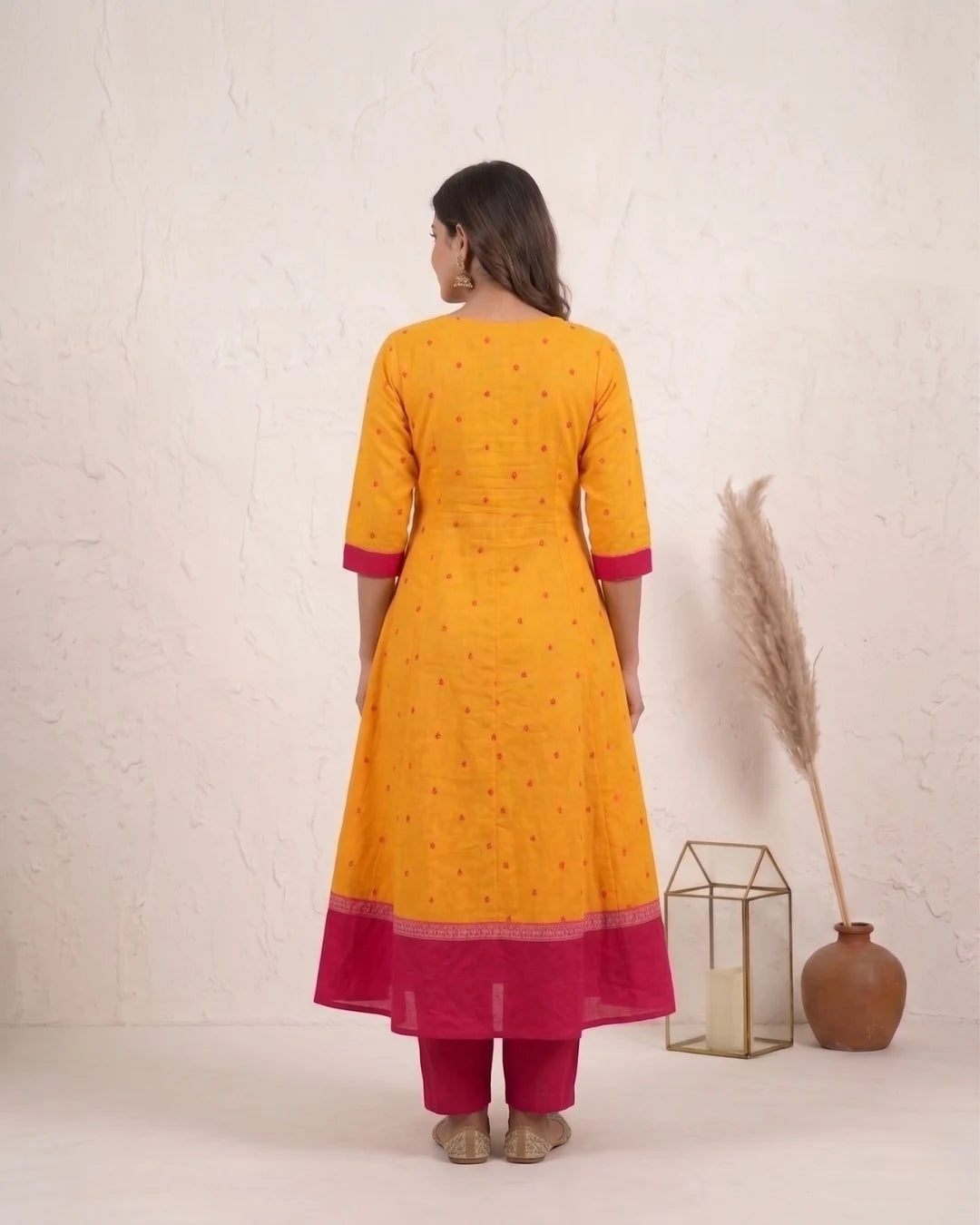 Pitambari Yellow Sambalpuri Handloom Anarkali