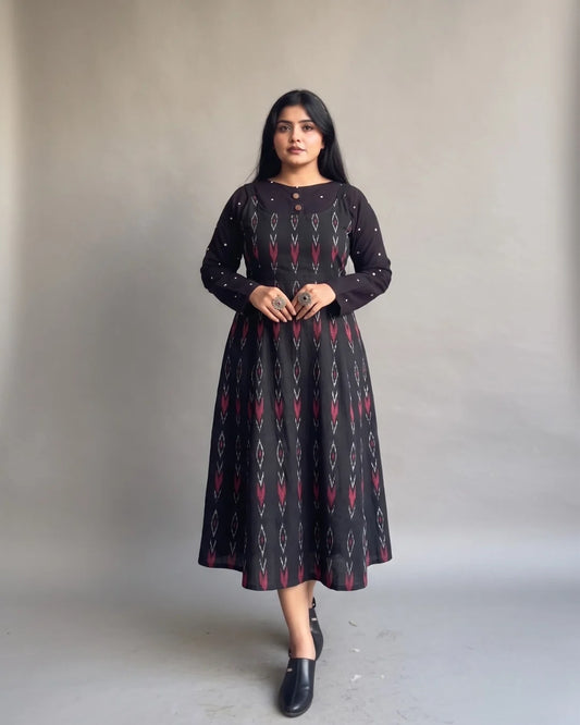 Shyamika Black Sambalpuri Handloom Dress