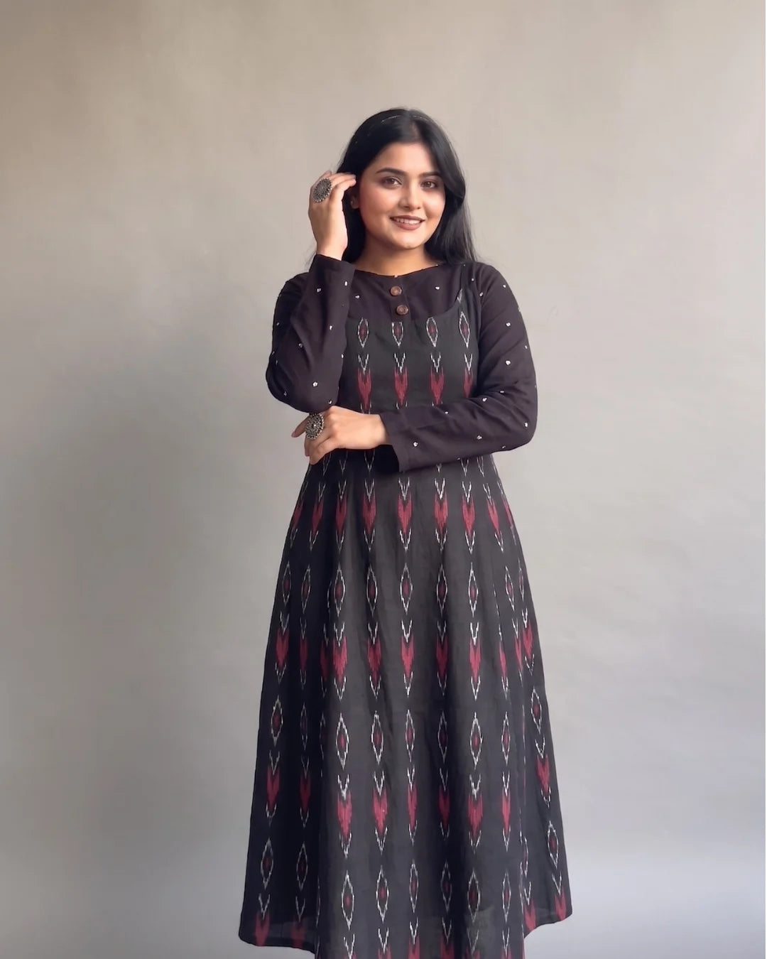 Shyamika Black Sambalpuri Handloom Dress