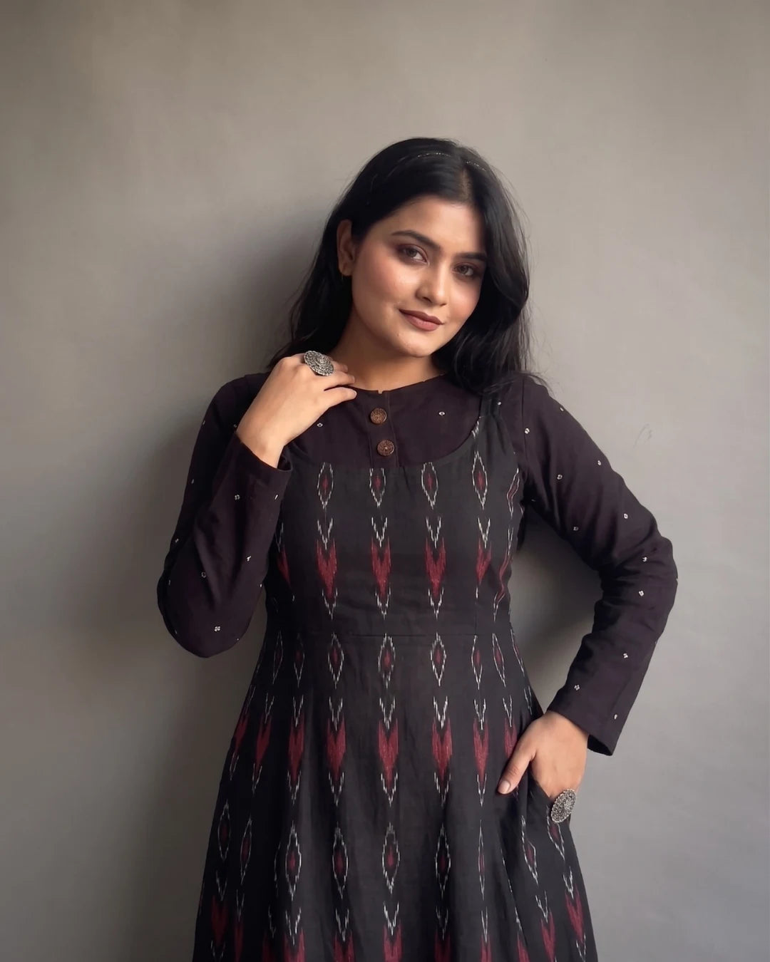 Shyamika Black Sambalpuri Handloom Dress
