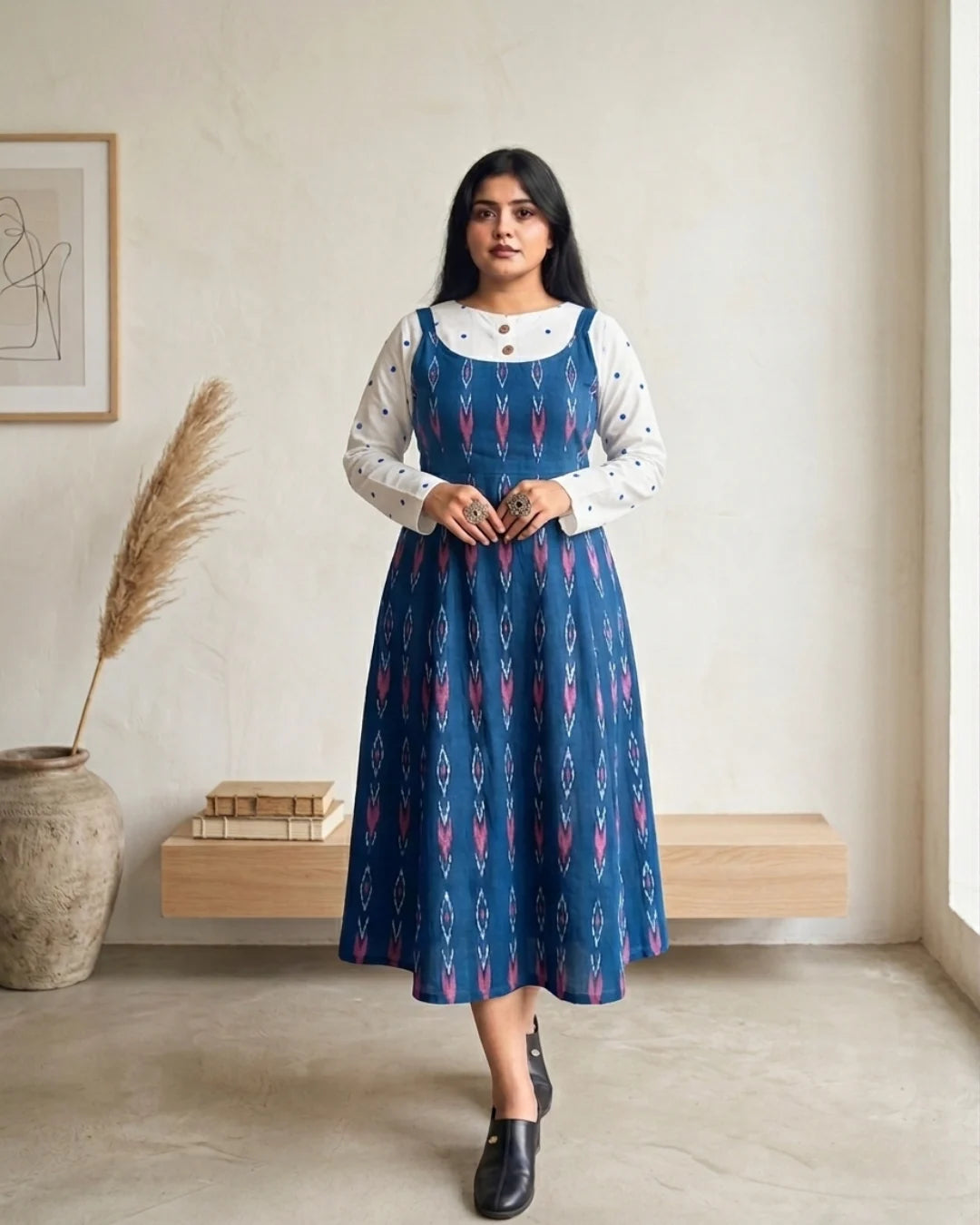 Neelambari Blue Sambalpuri Handloom Dress