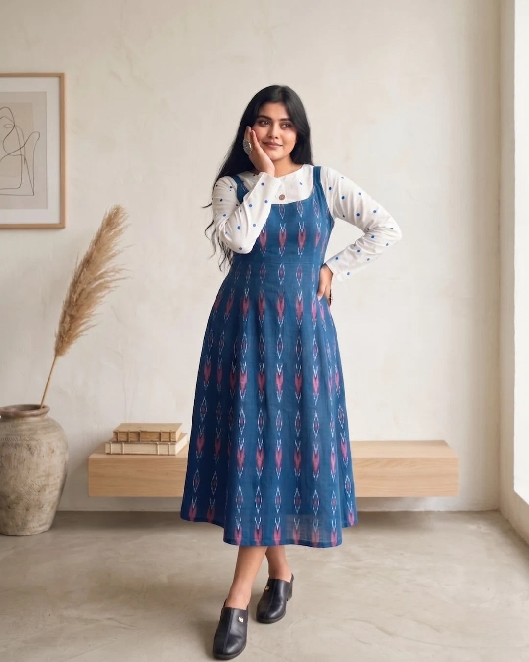 Neelambari Blue Sambalpuri Handloom Dress