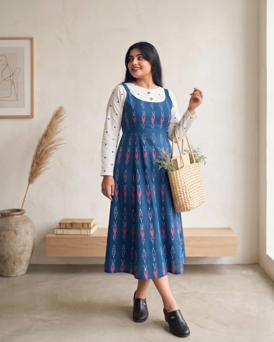 Neelambari Blue Sambalpuri Handloom Dress
