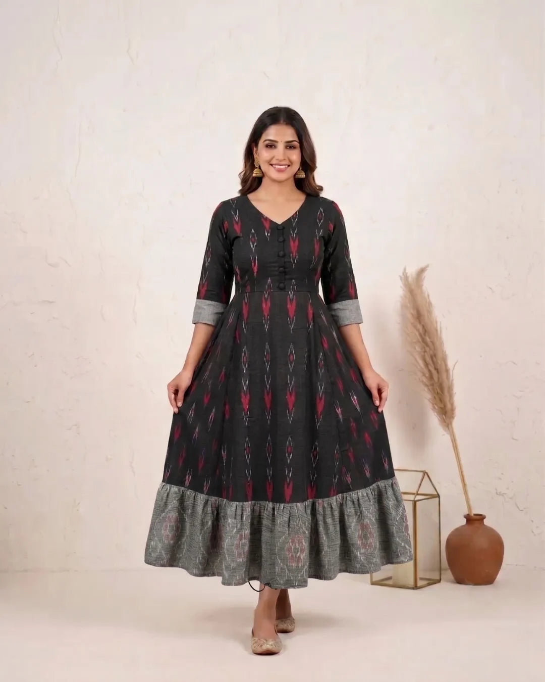Tamira Black Sambalpuri Handloom Anarkali