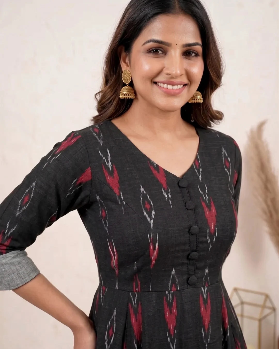 Tamira Black Sambalpuri Handloom Anarkali