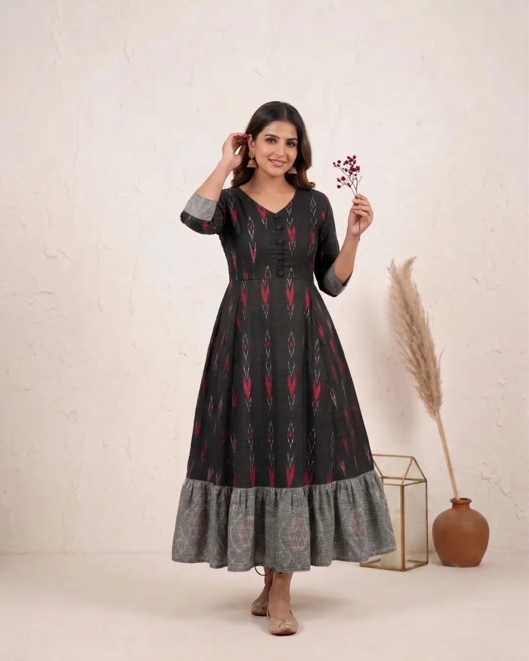 Tamira Black Sambalpuri Handloom Anarkali