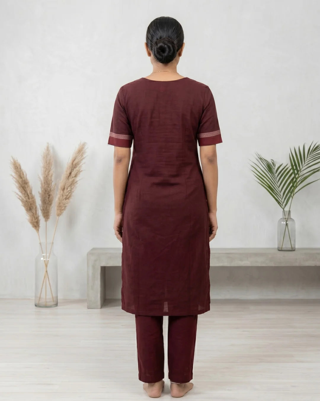 Gajamanjari Maroon Sambalpuri Handloom Kurti Set