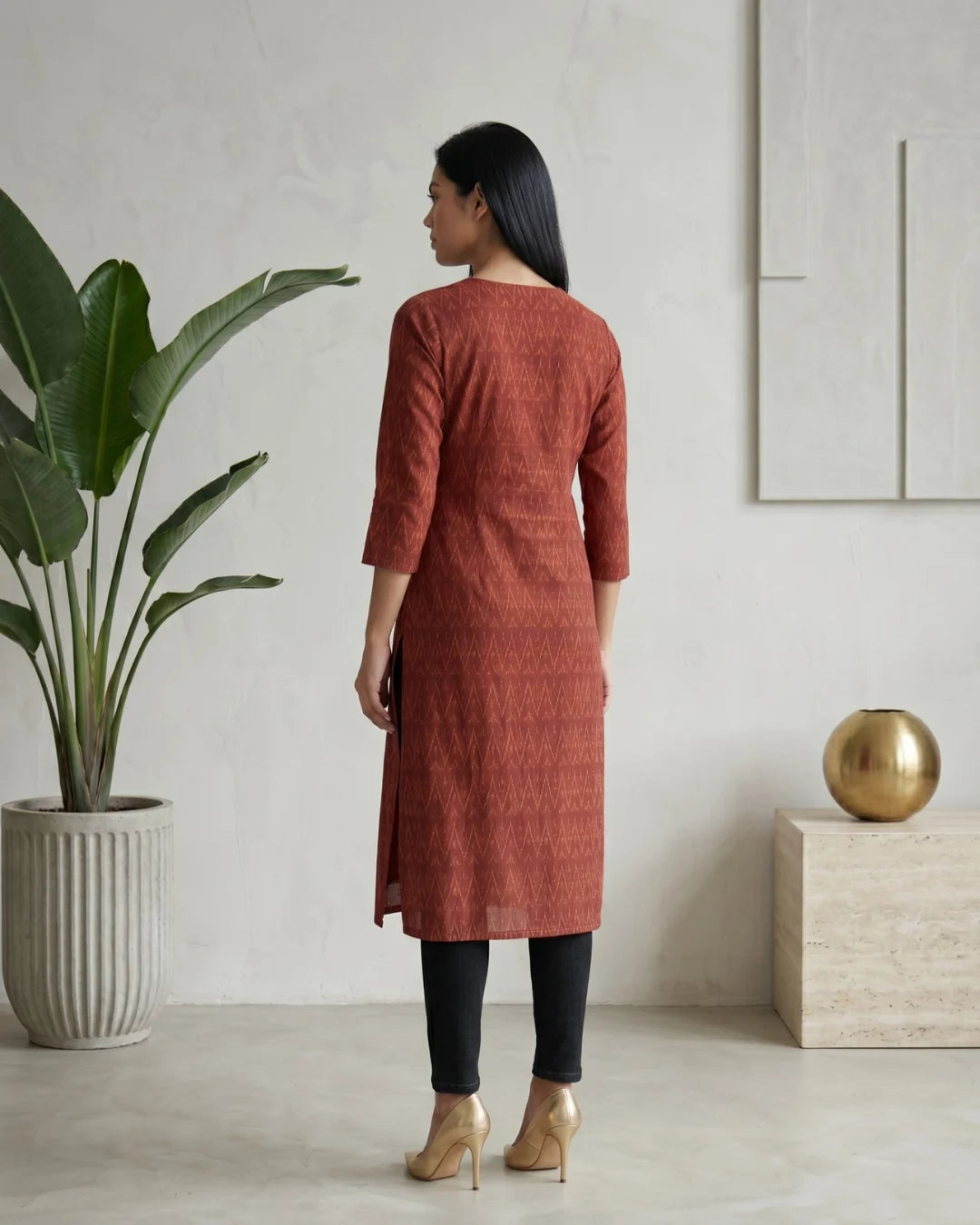 Arunima Rust Maroon Sambalpuri Handloom Kurti