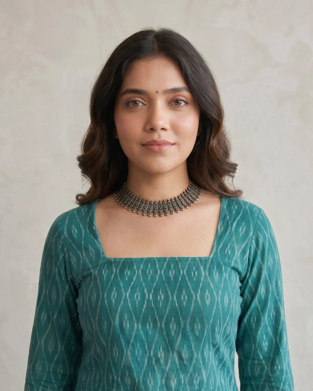 Neeraja Aqua Blue Sambalpuri Handloom Kurti