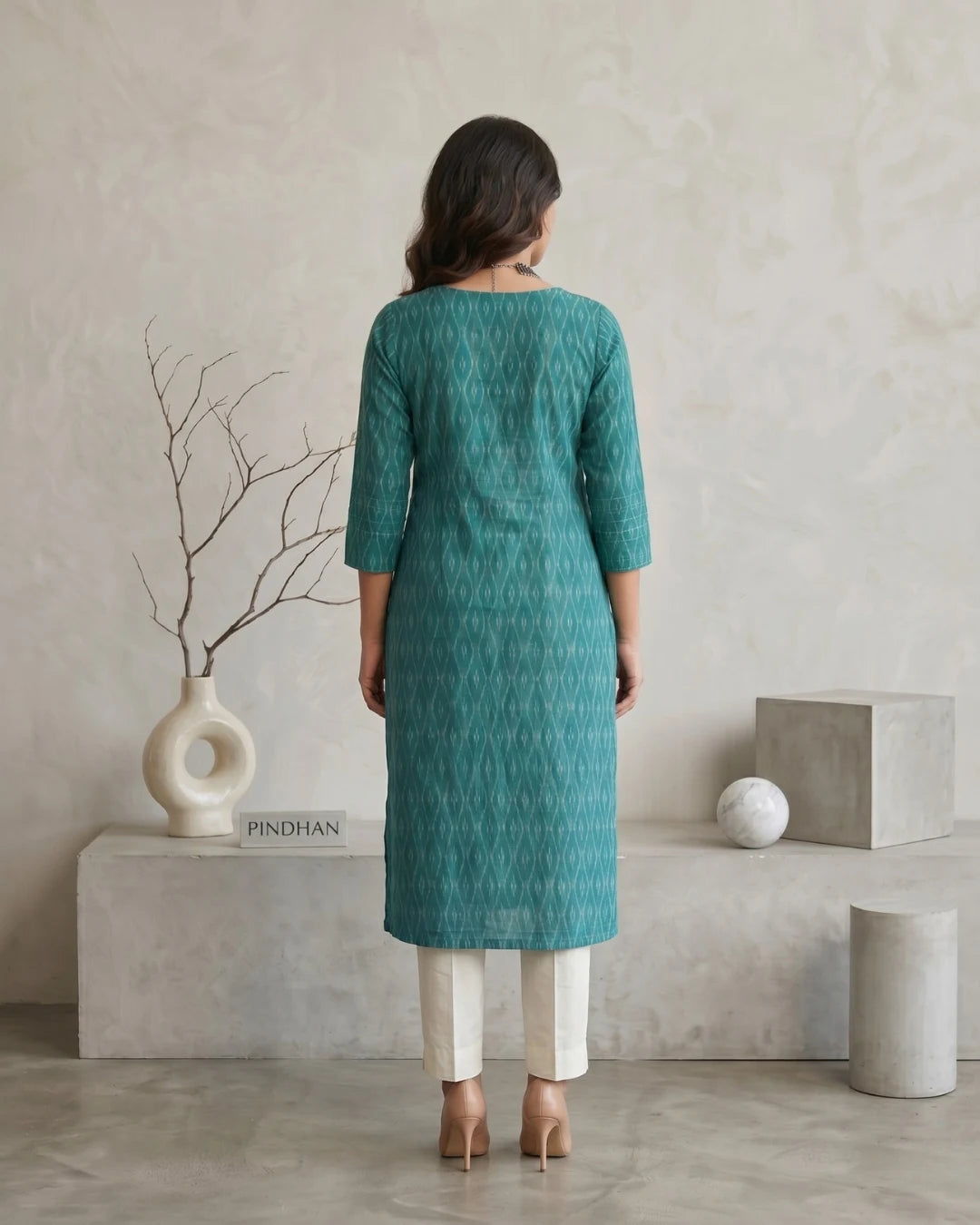 Neeraja Aqua Blue Sambalpuri Handloom Kurti