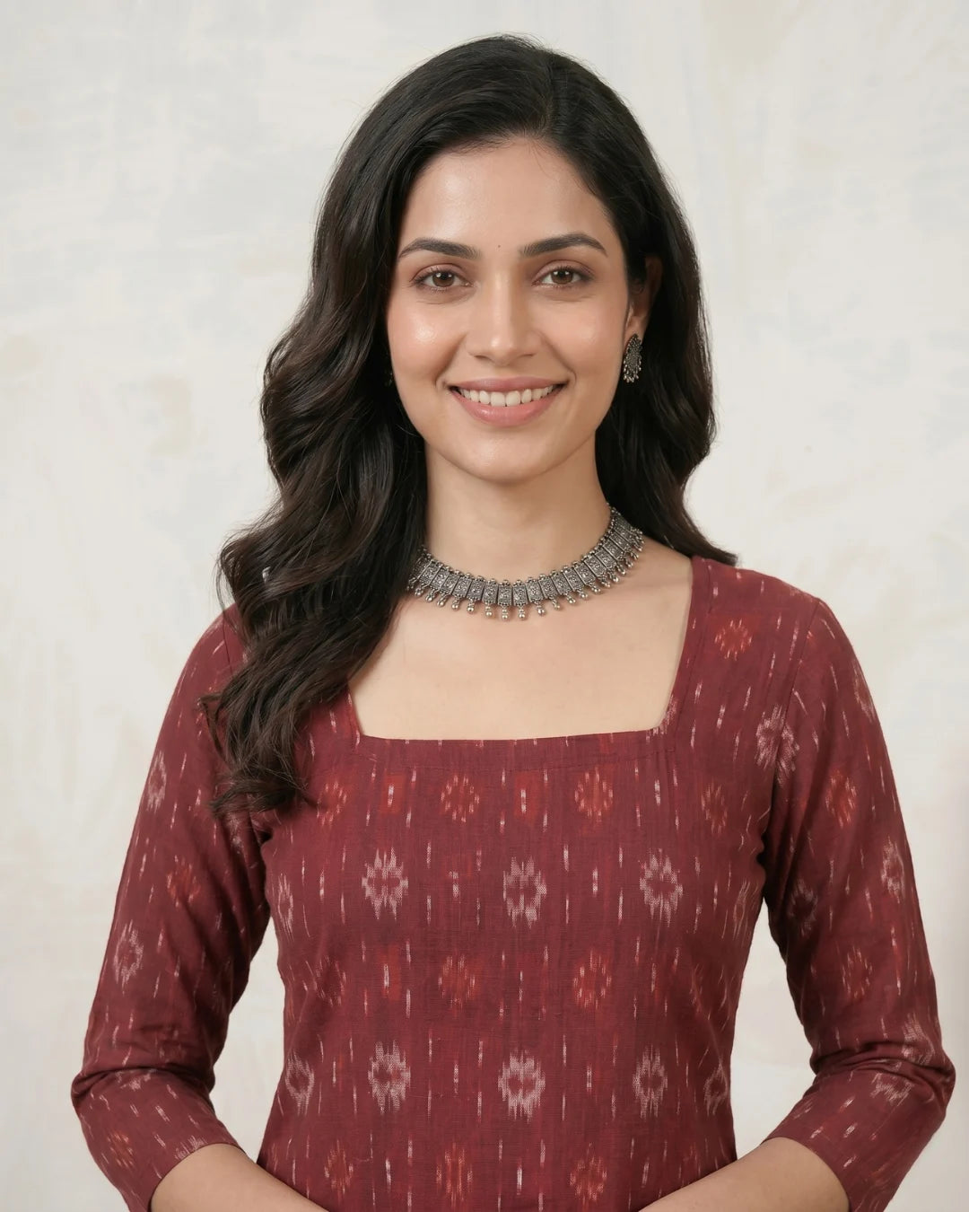 Madhavi Maroon Sambalpuri Handloom Kurti