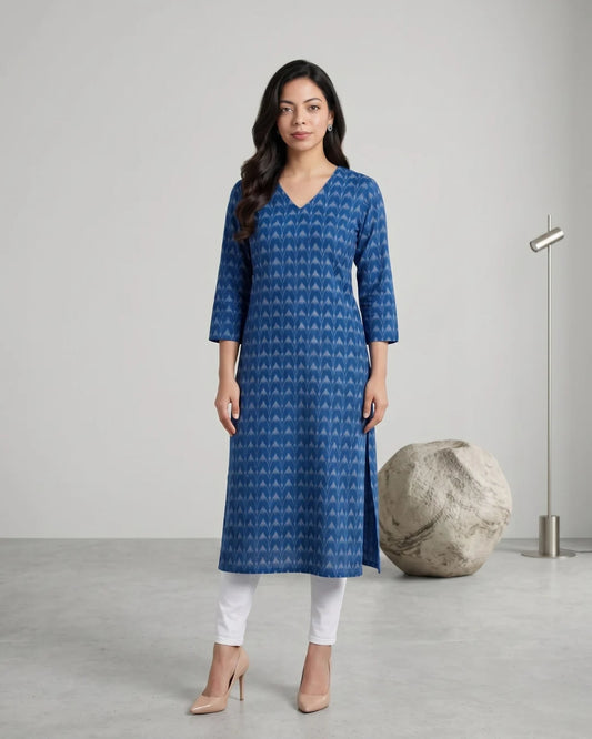 Neelima Indigo Blue Sambalpuri Handloom Kurti