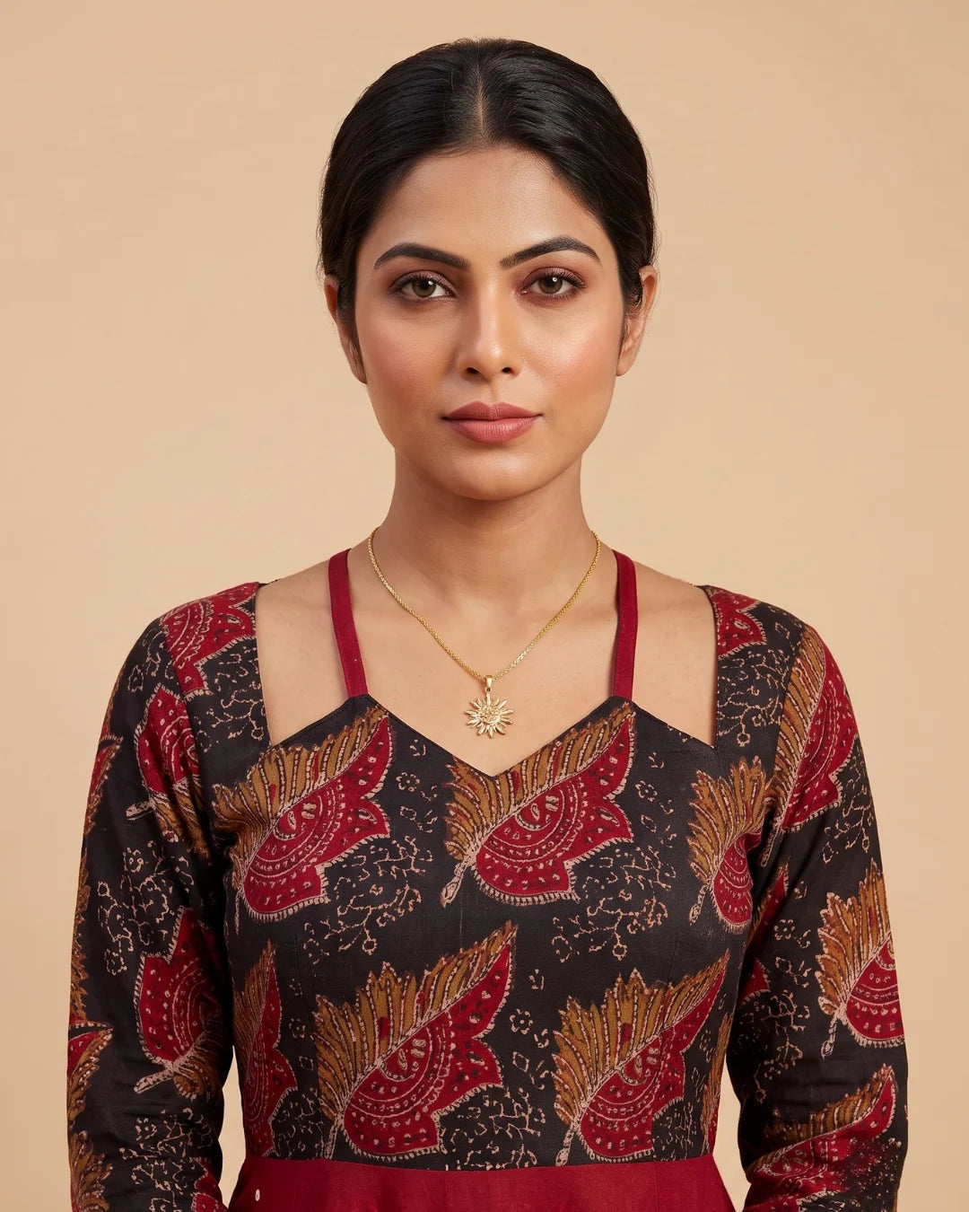 Shonima maroon Sambalpuri Handloom Anarkali Dress