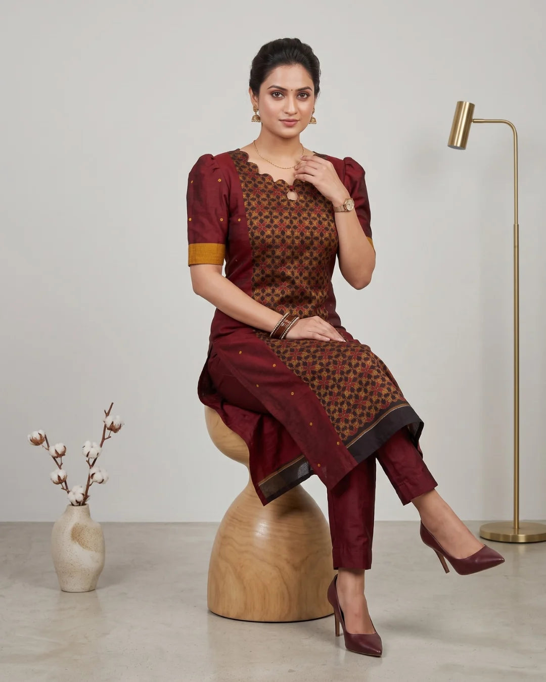 Manjistha Maroon Sambalpuri Handloom Kurti