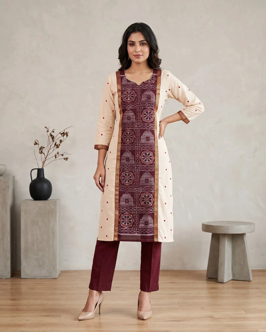 Shvetika Ivory Sambalpuri Handloom Kurti