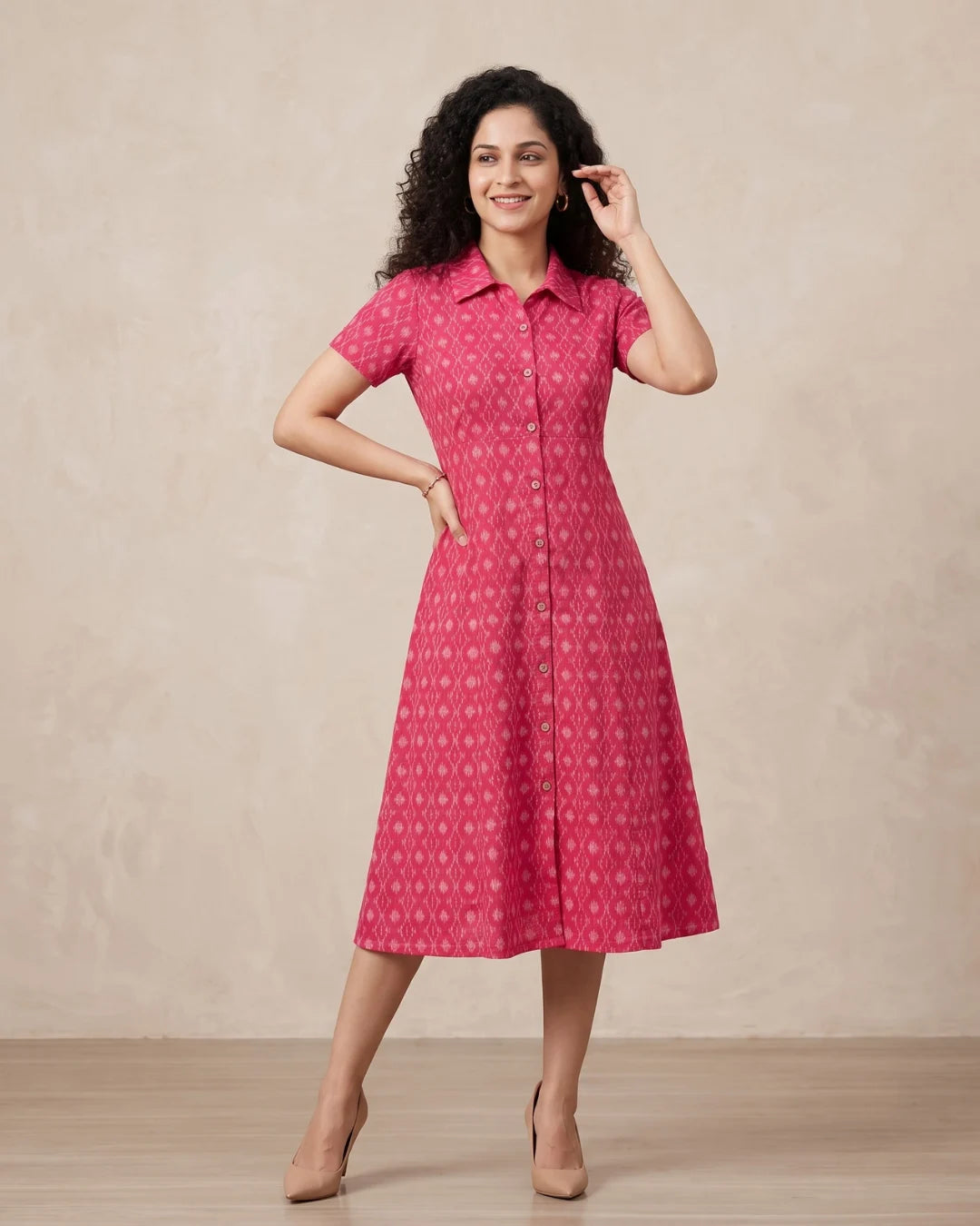 Charulata Pink Sambalpuri Handloom Dress