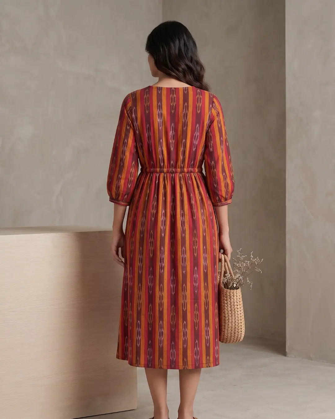 Arusi Maroon Sambalpuri Handloom Dress