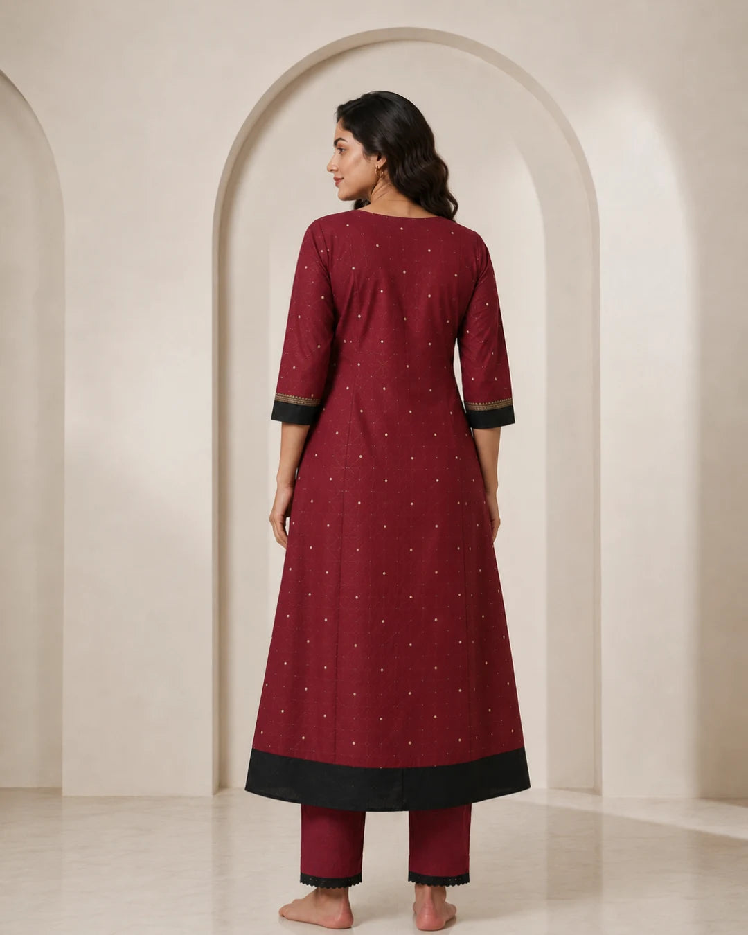 Bhumika Maroon & Black Sambalpuri Handloom Anarkali