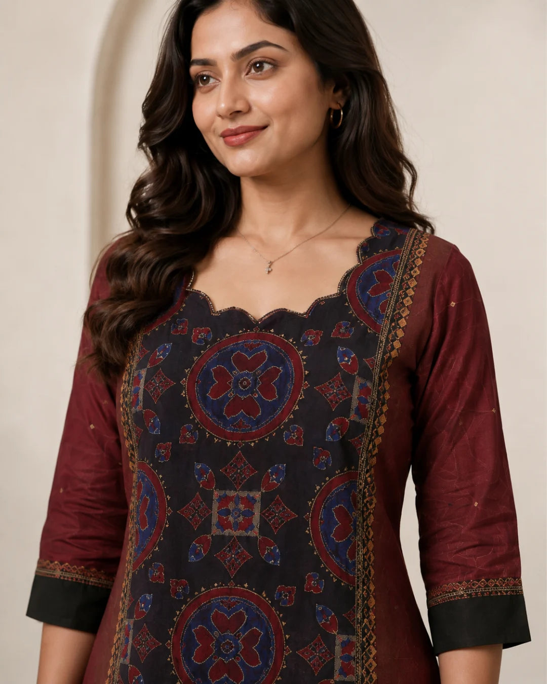 Bhumika Maroon & Black Sambalpuri Handloom Anarkali