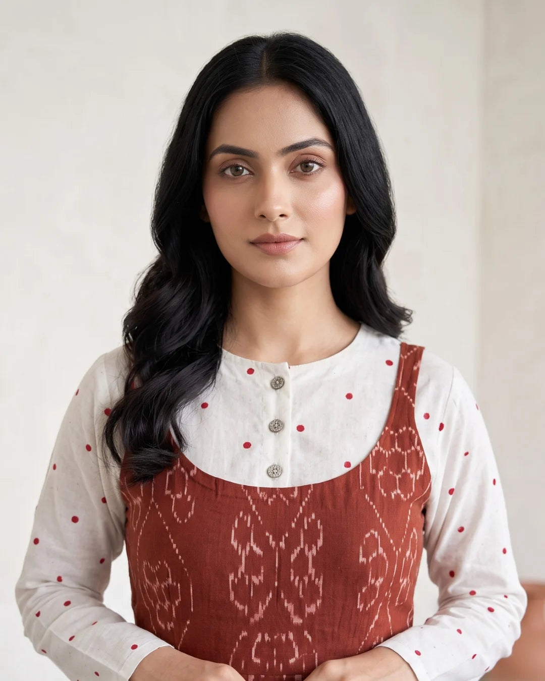 Vasudha Rust & White Sambalpuri Handloom Dress