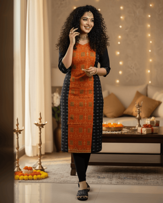 Deepmala – Handwoven Sambalpuri Festive Kurti - PINDHAN
