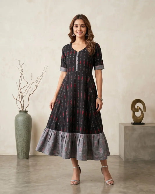Tamira Black Sambalpuri Handloom Anarkali