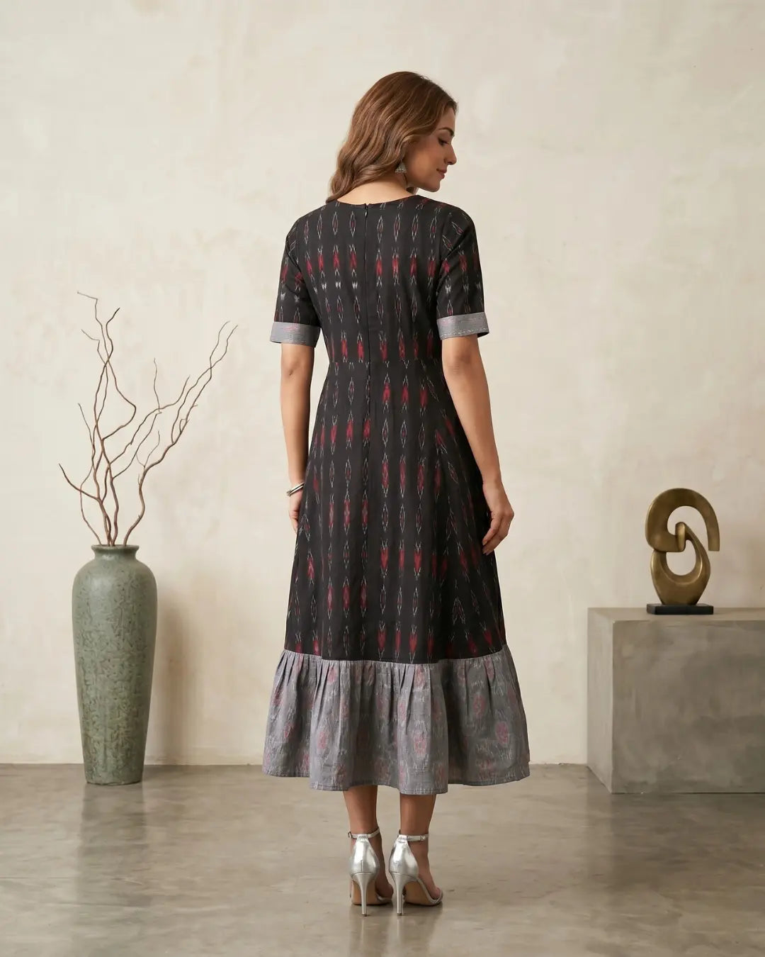 Tamira Black Sambalpuri Handloom Anarkali