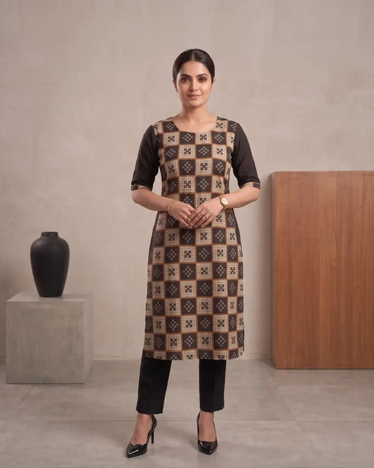 Chaturika Black & Ivory Sambalpuri Handloom Kurti