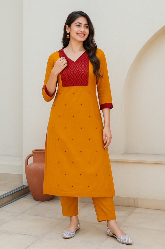 Sambalpuri Ikat Mustard Kurti