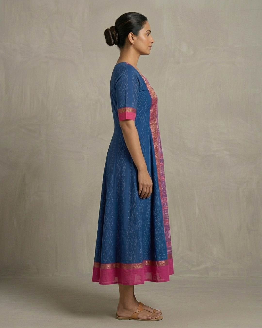 Nila Madhavi Royal Blue & Magenta Sambalpuri Handloom Gown