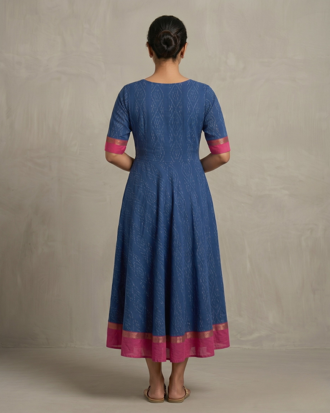 Nila Madhavi Royal Blue & Magenta Sambalpuri Handloom Gown