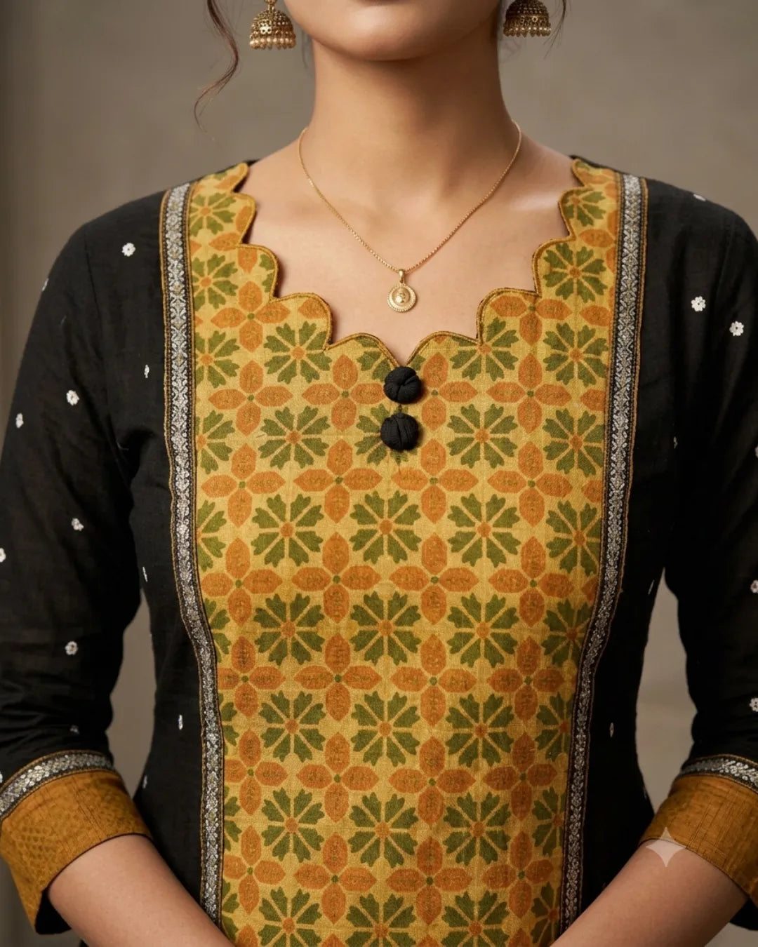 Kamalika Black & Mustard Sambalpuri Handloom Gown