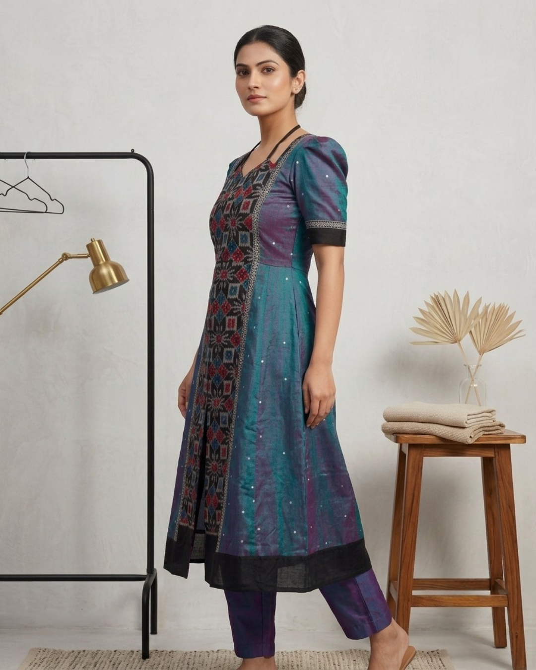 Neelambari Purple Sambalpuri Handloom Anarkali Dress
