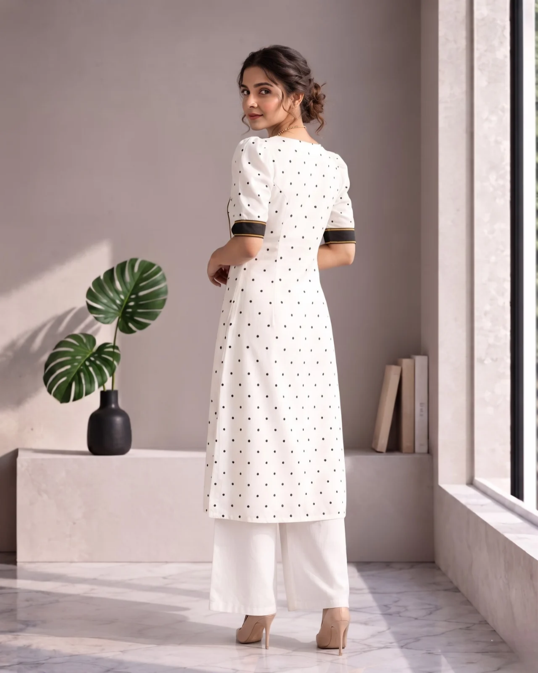 Ishani, Black & White Sambalpuri Handloom Cotton Kurti