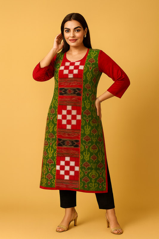 Sambalpuri Heritage Kurti with Handwoven Sapta Artistry